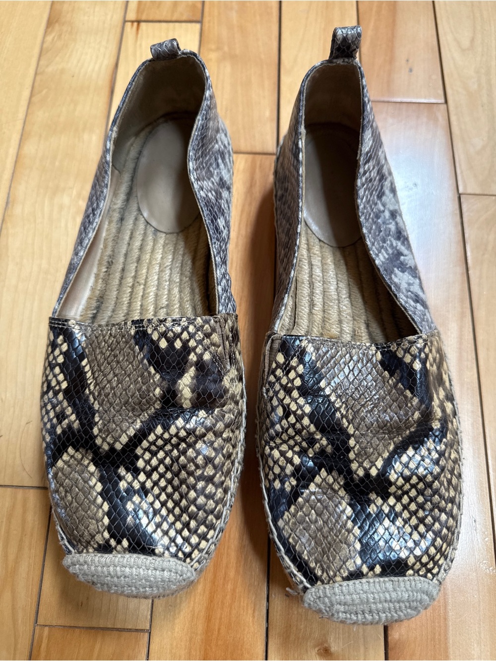 Snake Print Espadrille Flats - Neutral Python Pattern - Picture 2 of 6